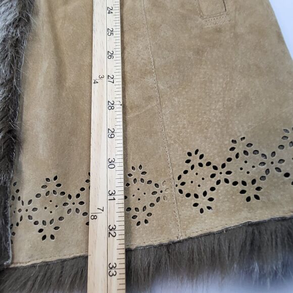 DB Studio Penny Lane Style Vintage Women's Coat Suede Leather Faux Fur Size L - Picture 7 of 16